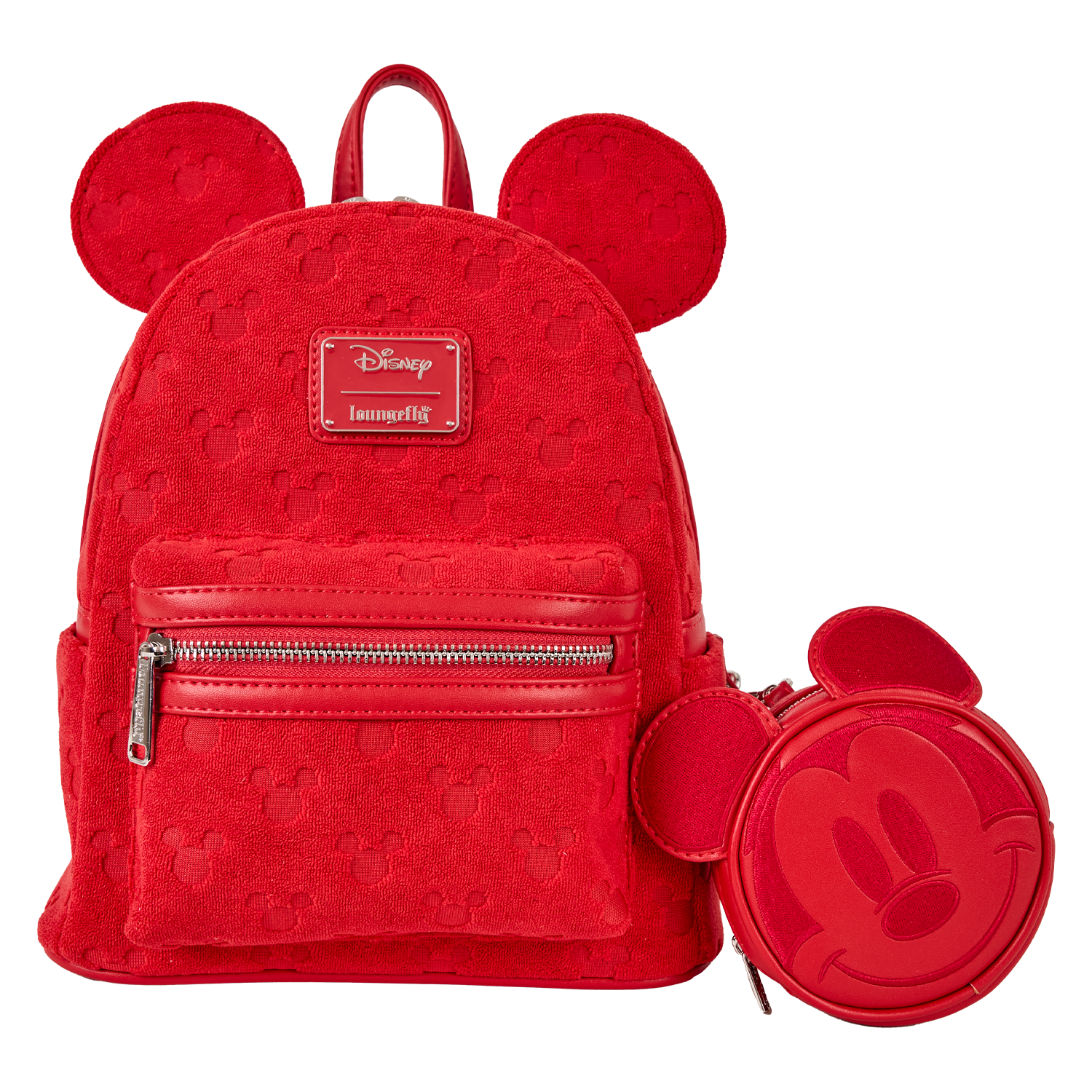 【Loungefly】ミッキーマウス テリークロス レッド バックパック Loungefly-Mickey Mouse All-Over Print Terry Cloth Mini