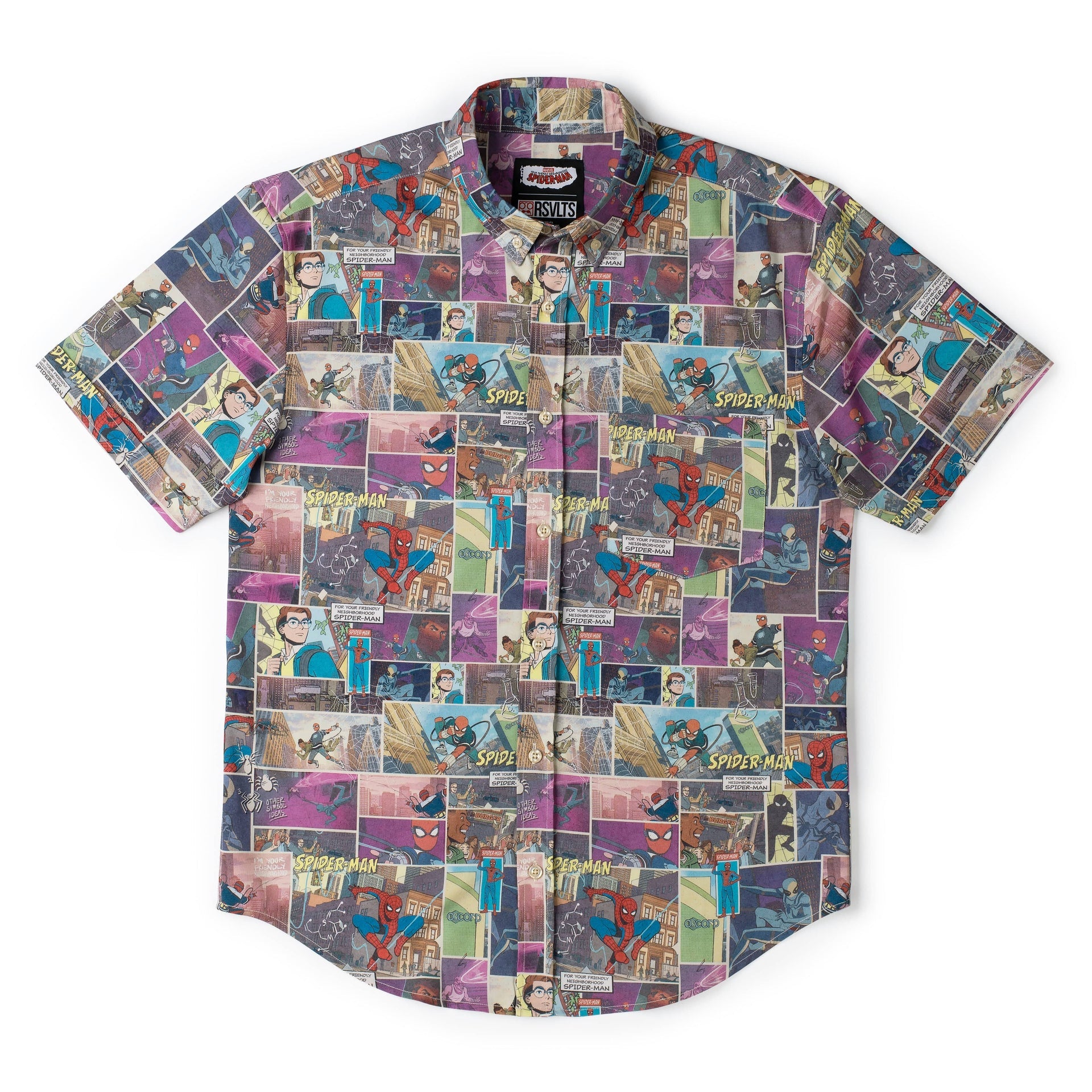 spiderman dress shirt RSVLTS Size:6-7 Year Dress size: S This festive tee features Norma Kamali Mesh-panelled Gown