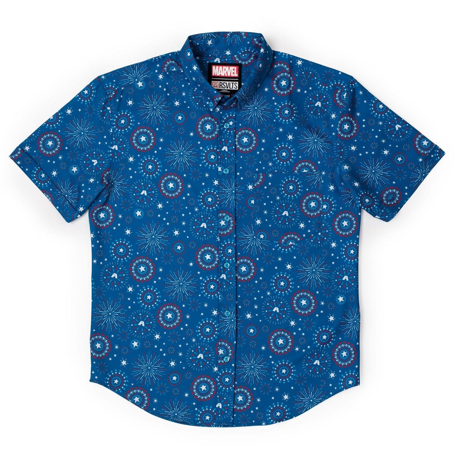Captain America Stars Stripes & Shields Short Sleeve Shirt