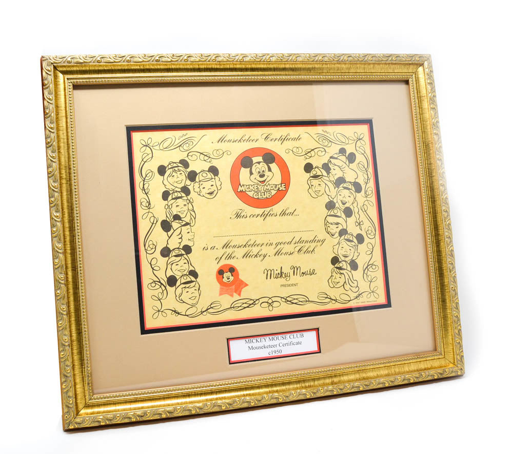 Mouseketeer Certificate
