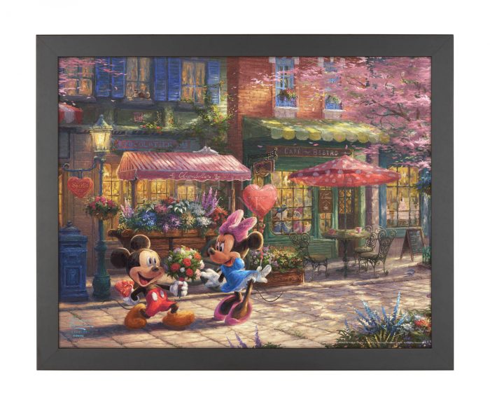 Mickey and Minnie Sweethearts Cafe-Black Framed Art Print