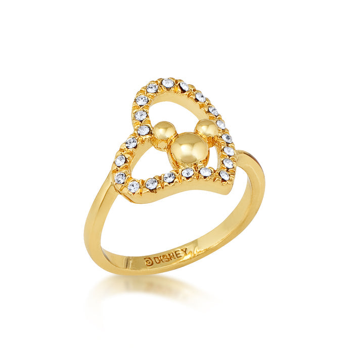 Yellow Gold Plated Minnie Ring with Crystal Heart