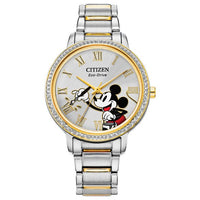 Citizen Eco-Drive Mickey Crystal Two-Tone Bracelet Watch