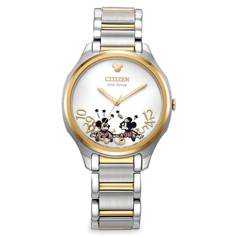 Citizen Mickey and Minnie Mouse Falling Stainless Steel Eco-Drive Watch