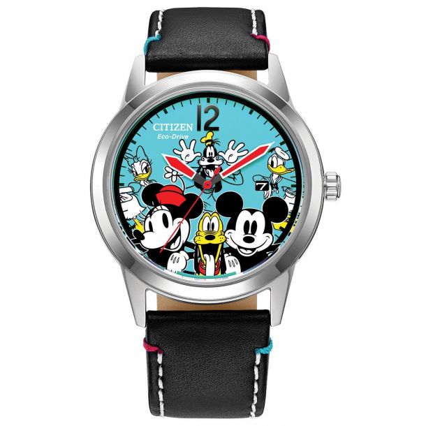 Citizen Eco-Drive Disney Mickey Mouse and Friends Sensational Six Leather Strap Watch