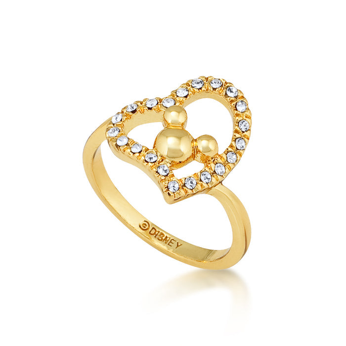 Yellow Gold Plated Minnie Ring with Crystal Heart