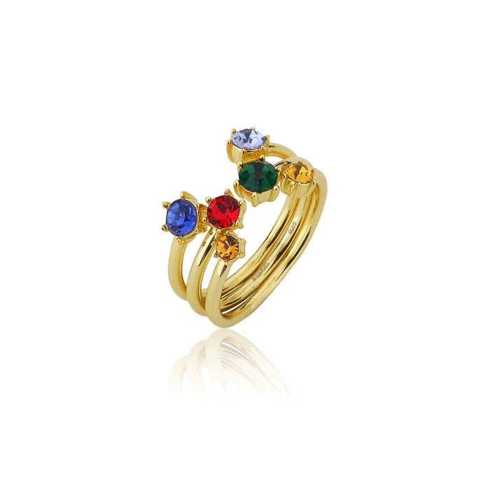 Yellow Gold Plated Infinity Stone Ring CZ