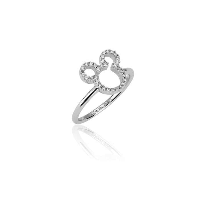 White Gold Plated Mickey Head CZ Ring