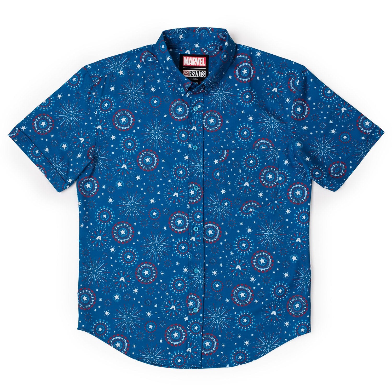 Captain America Stars Stripes & Shields Short Sleeve Shirt