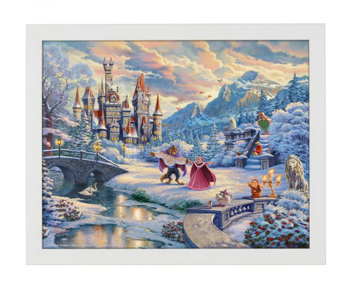 Beauty & The Beast's Winter Enchantment-White Framed Art Print