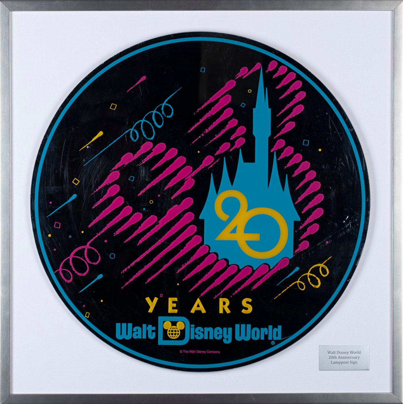 Walt Disney World 20th Anniversary Lamppost Sign