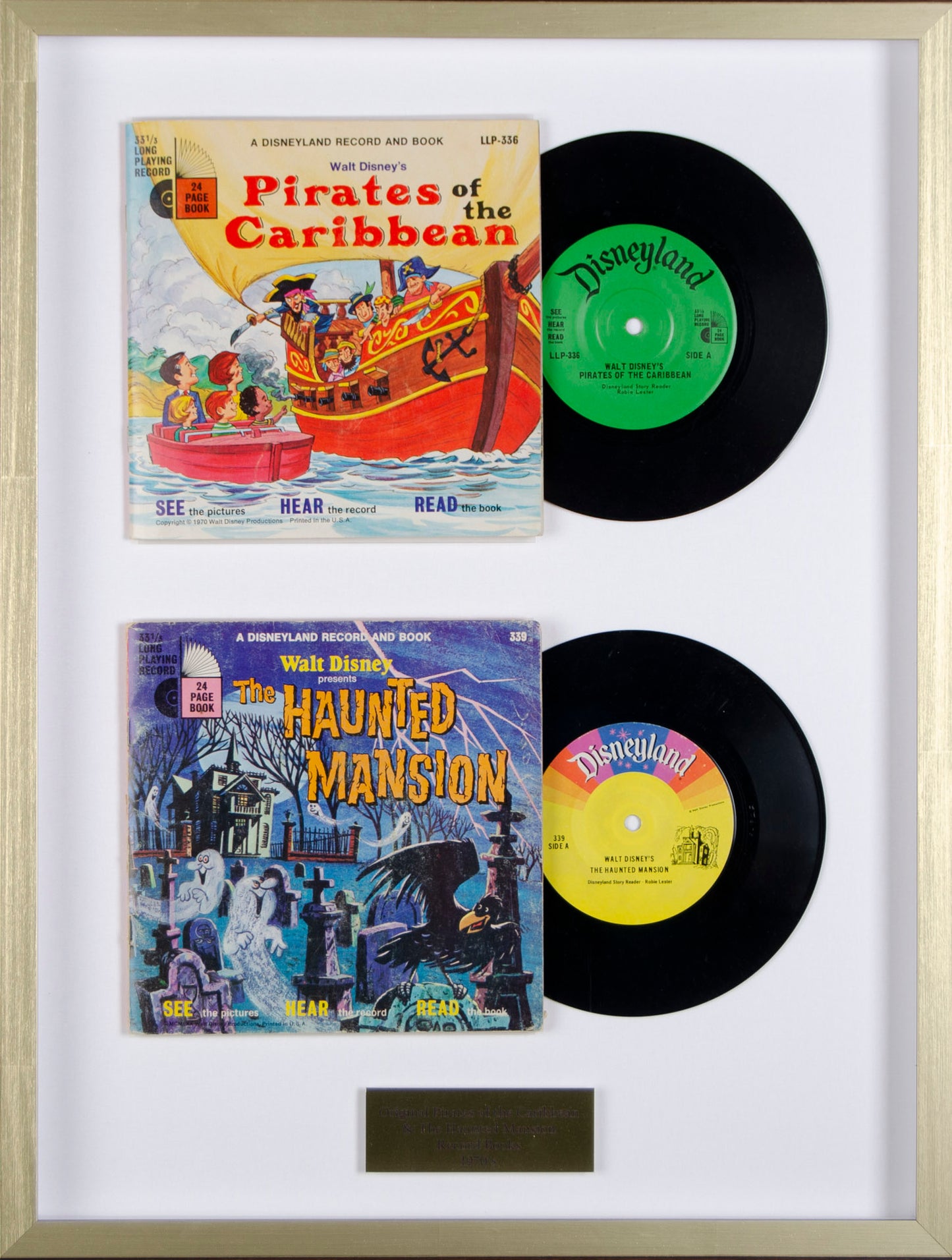 Original Vintage Pirates of the Caribbean and Haunted Mansion Vinyl Audio Books