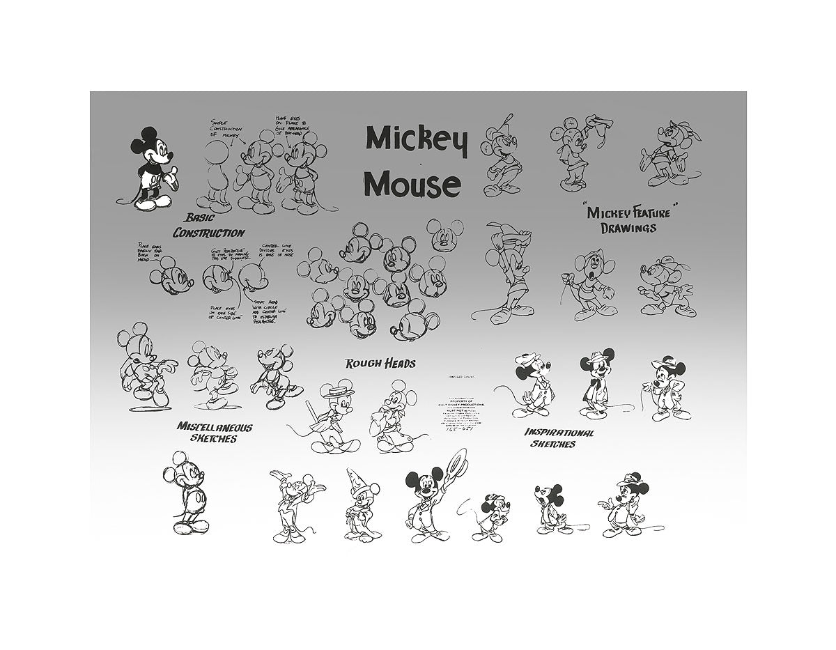 Concepts Model Sheet - Mickey Mouse Multiple Mickey's - Lithograph on paper