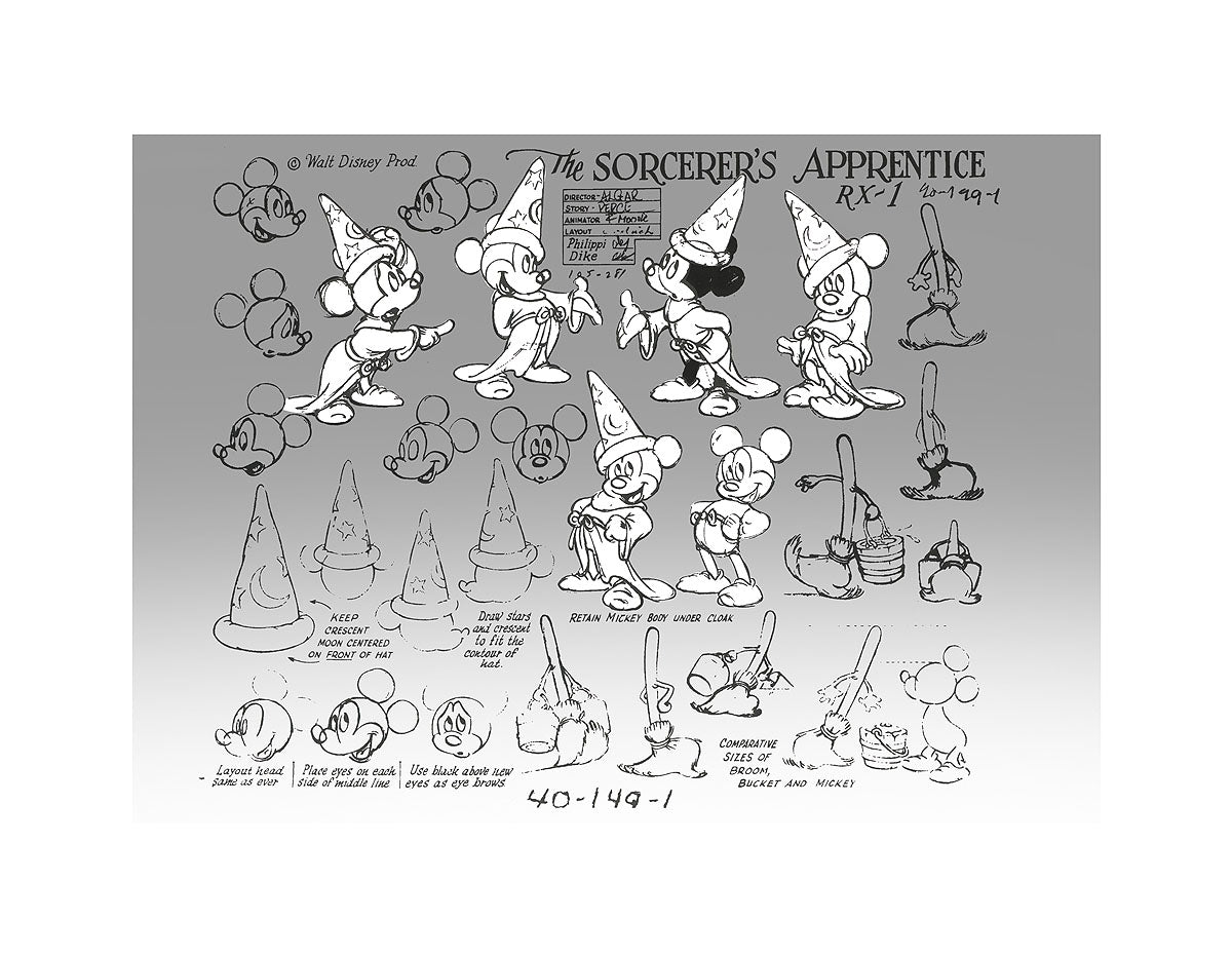 Concepts Model Sheet - Mickey Mouse The Sorcerer's Apprentice - Lithograph on paper