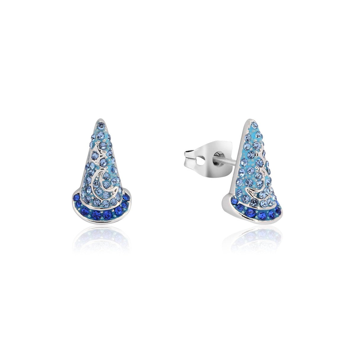 White Gold Plated Sorcerer's Hat Studs