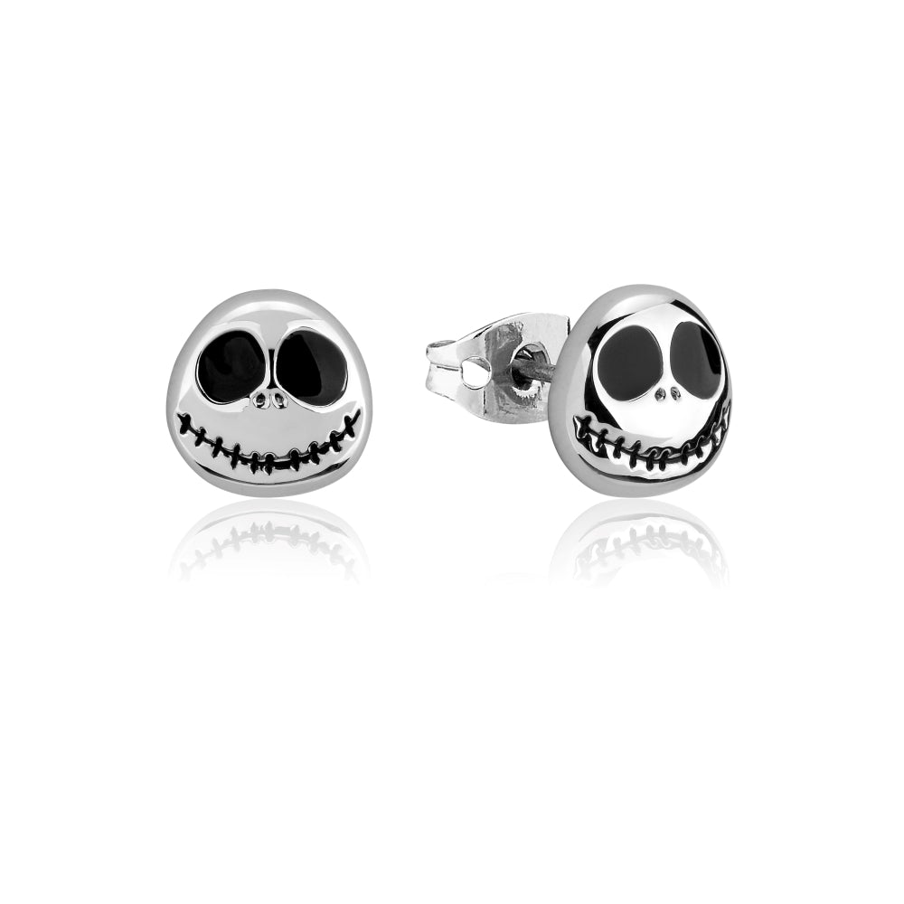 Disney NBC Jack Skellington Stud Earrings w/ WG Plating & Black Enamel
