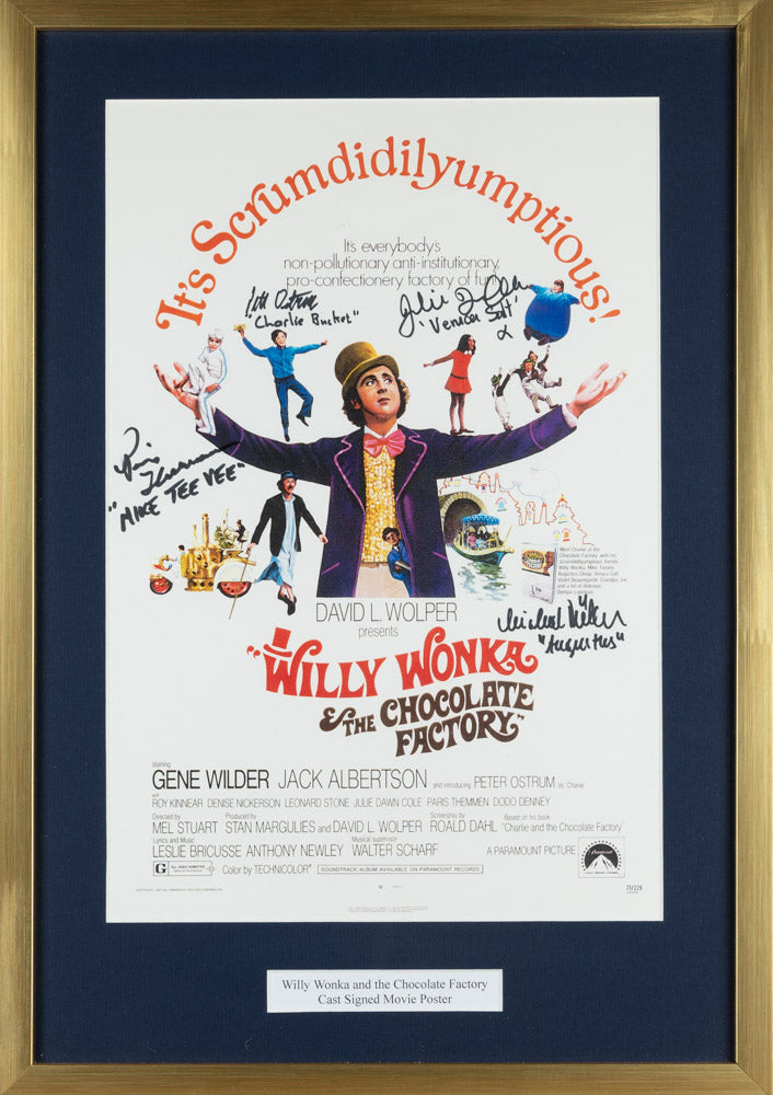 Willy Wonka Cast Signed Movie Poster