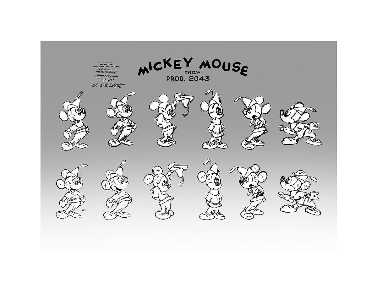 Concepts Model Sheet - Mickey Mouse Prod. 2043 - Lithograph on paper