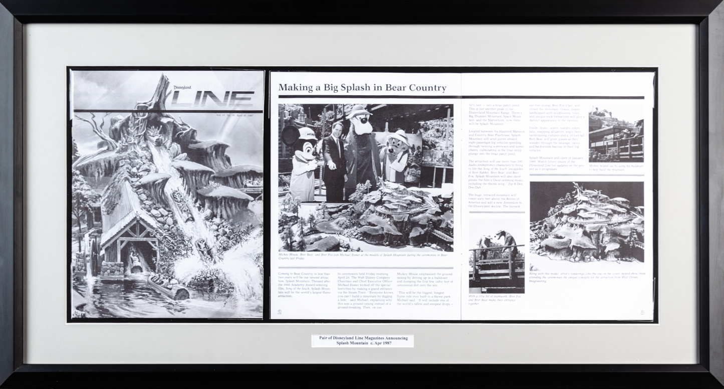 Pair of Vintage Disneyland Line Papers Announcing Splash Mountain