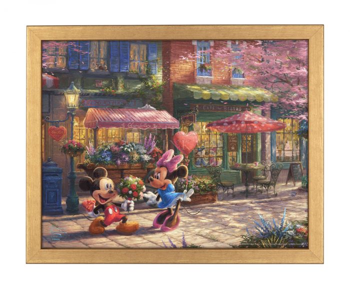 Mickey & Minnie Sweetheart Cafe-Gold Framed Art Print