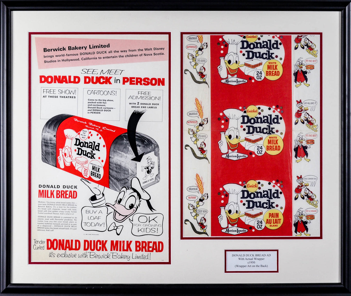 Vintage Donald Duck Bread Ad & Wrapper