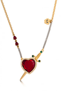 Snow White Heart & Dagger Necklace