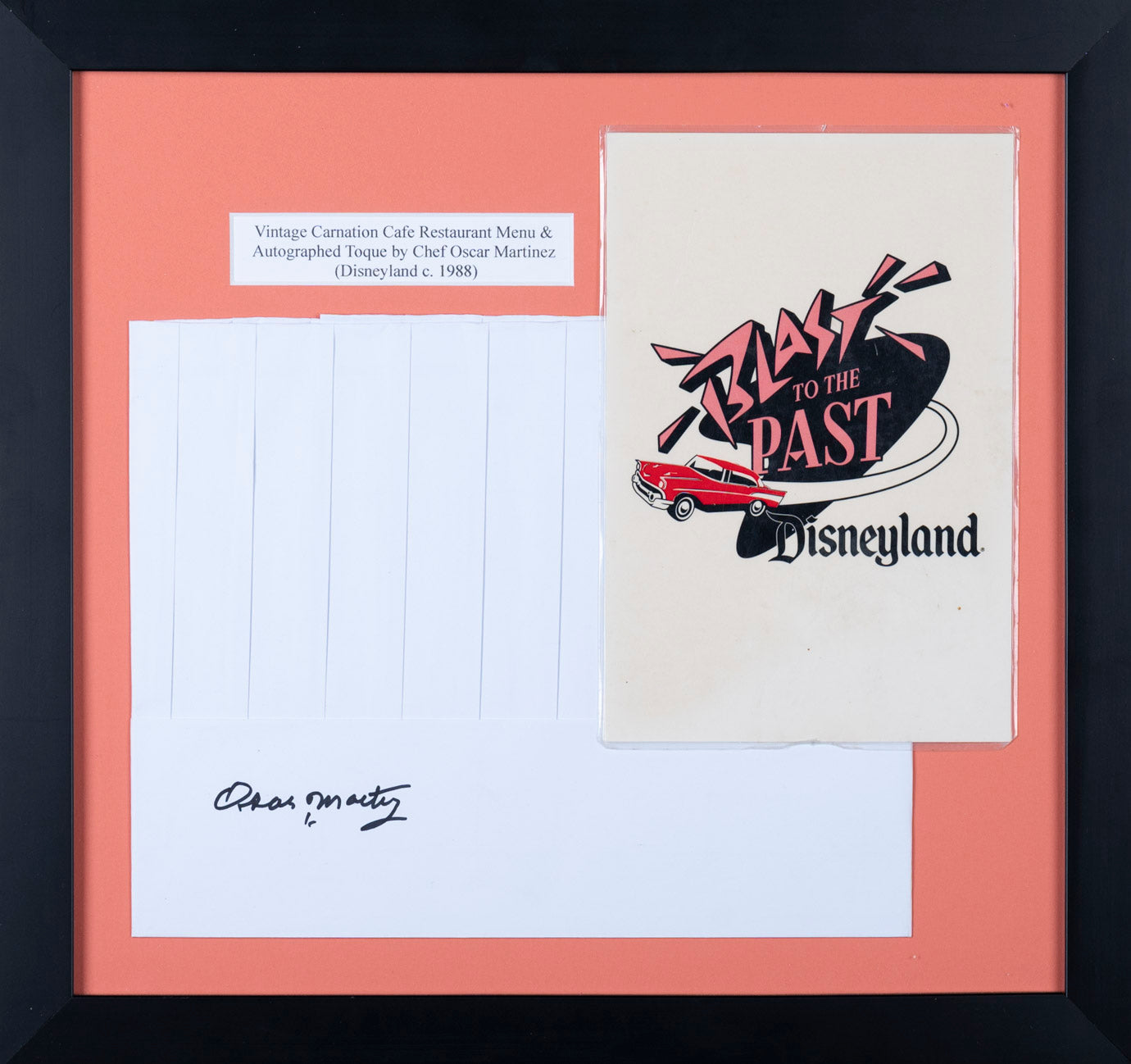 Autographed Original Carnation Café Restaurant Menu with Toque