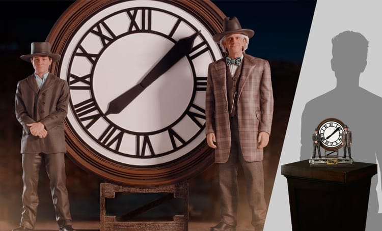 Marty And The Doc At The Clock 1:10 Scale Back To The Future 3 Iron Studios