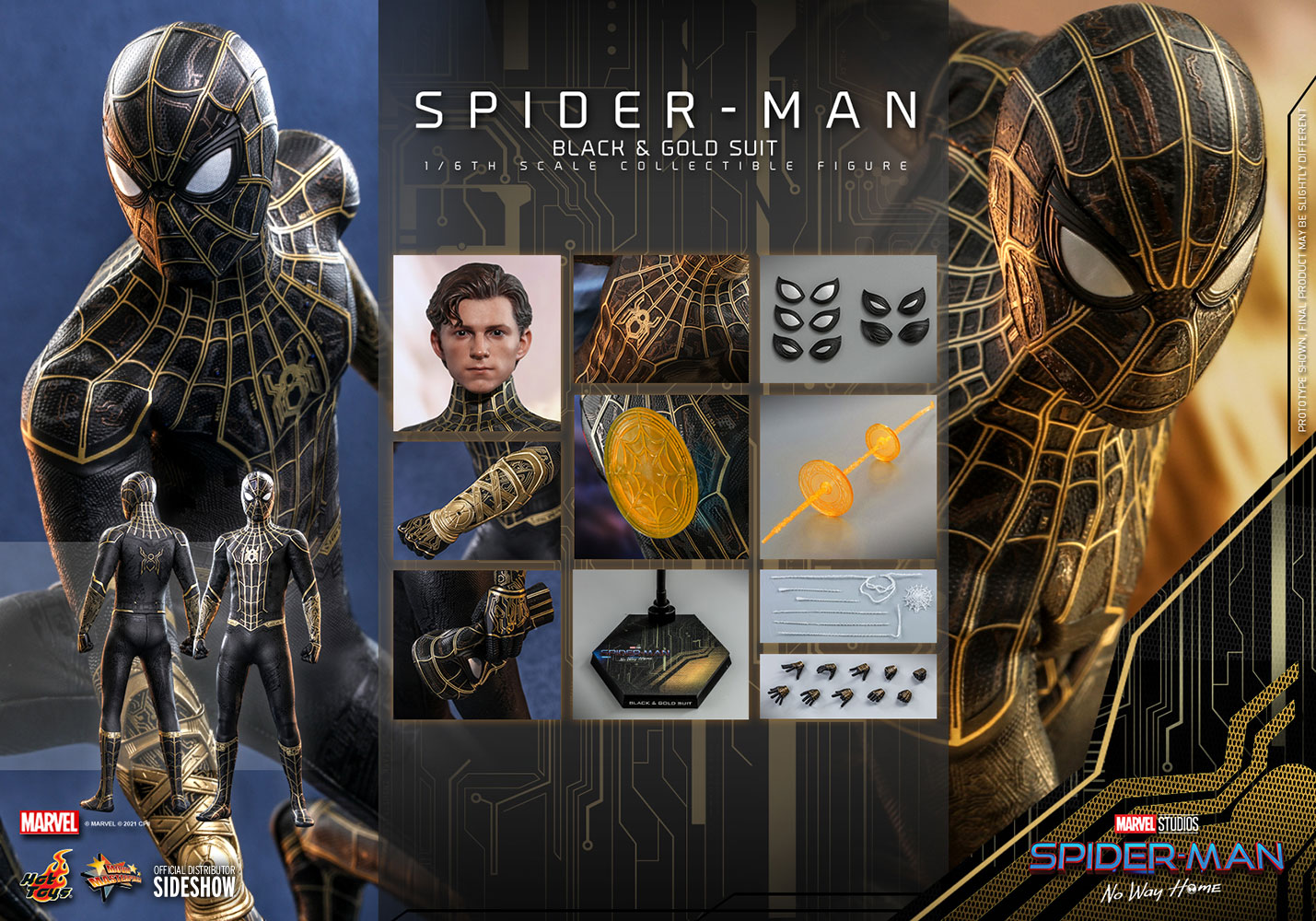 Spider Man 1:6 No Way Home Black/Gold Figure